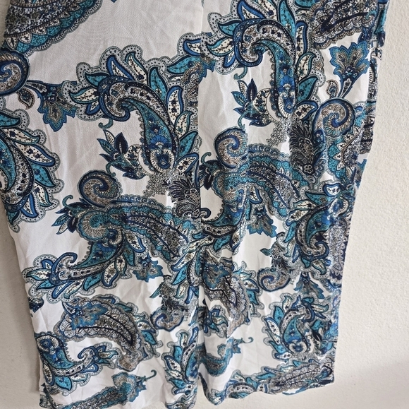 $70 Express Paisley BabyDoll Dress Women Sz S Blue White Sleeveless Coastal - Picture 13 of 14